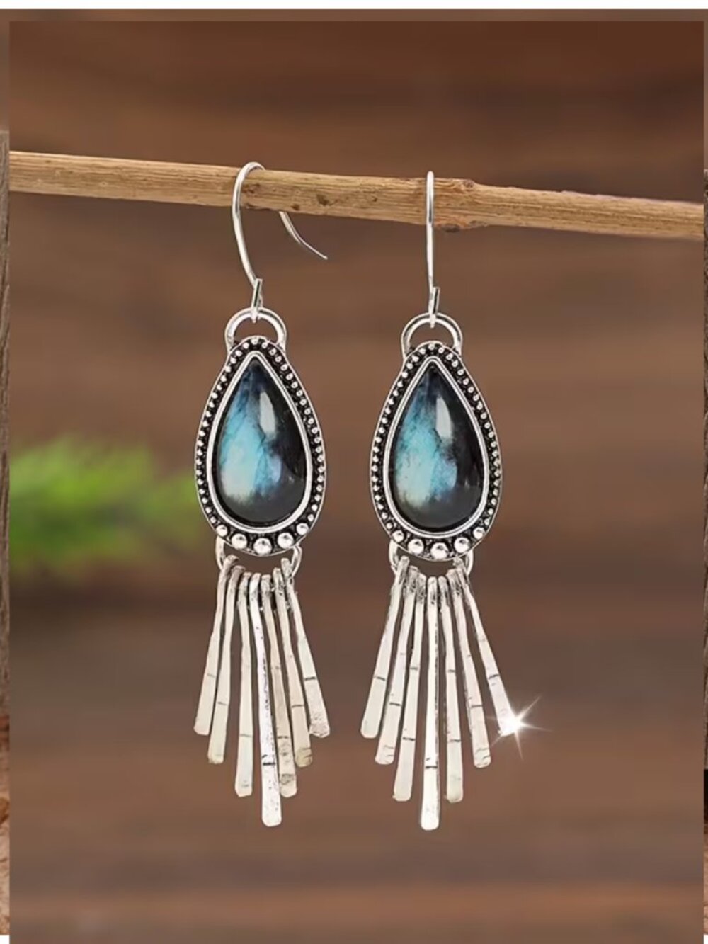 Western Inspired Ethnic-Waterdrop shaped Earrings Epoxy Resin Sticker Pendant